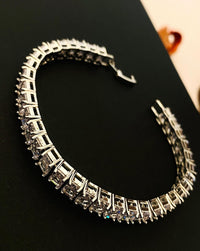 Thumbnail for Luxurious High Quality Silver Cz Bracelet with sparkling clear stones in a sleek silver setting