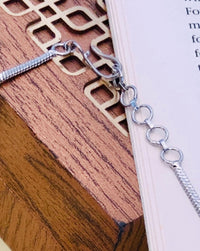 Thumbnail for Close-up of silver chain clasp and adjustable links on Multicolour Crystal American Diamond Necklace Set by Abdesignsjewellery