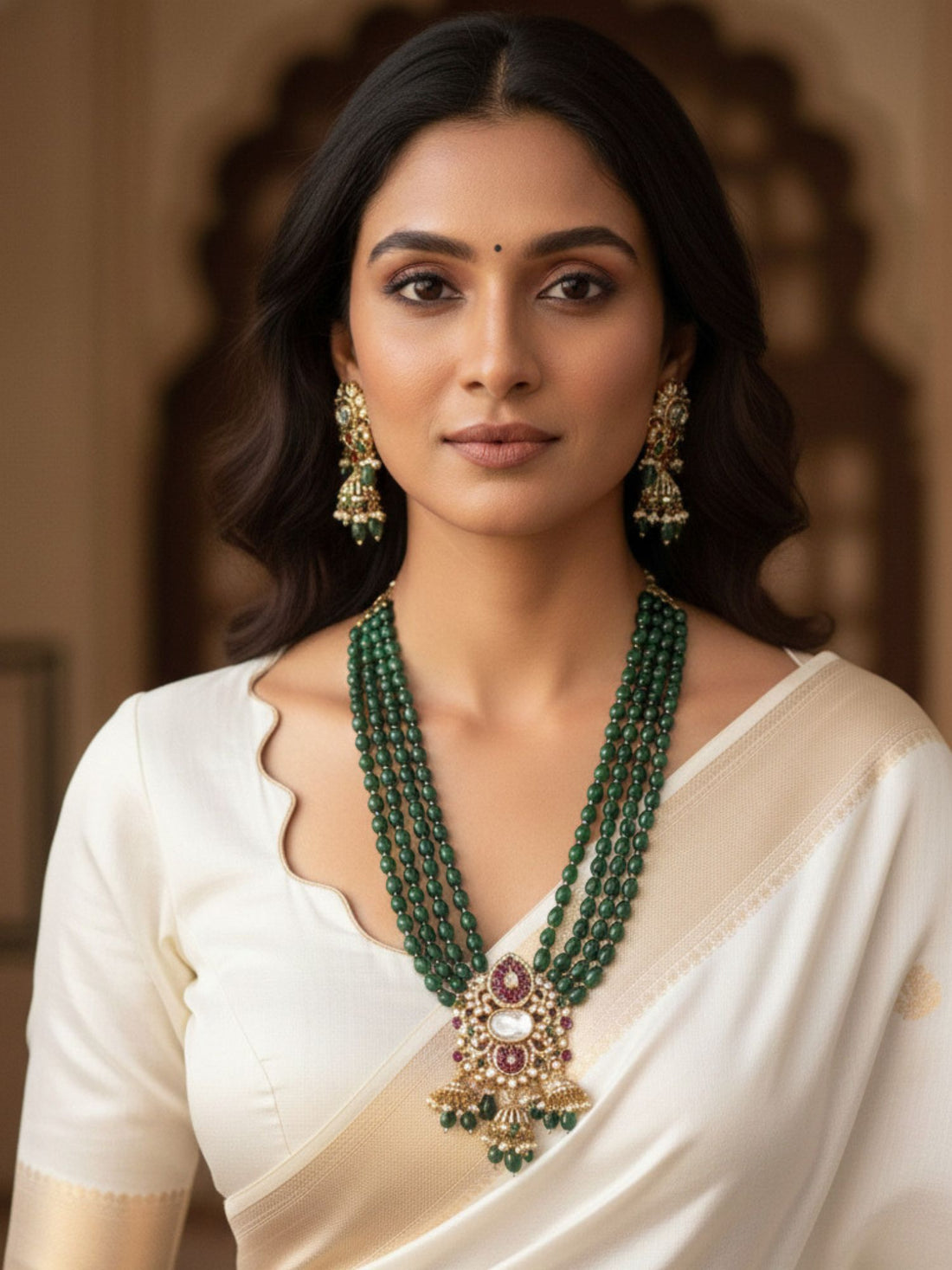 Stunning necklace emerald with intricate design, perfect for elegant occasions