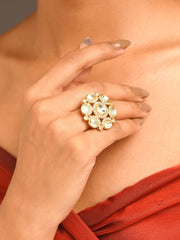Abdesigns Traditional Gold Plated Polki Kundan Ring