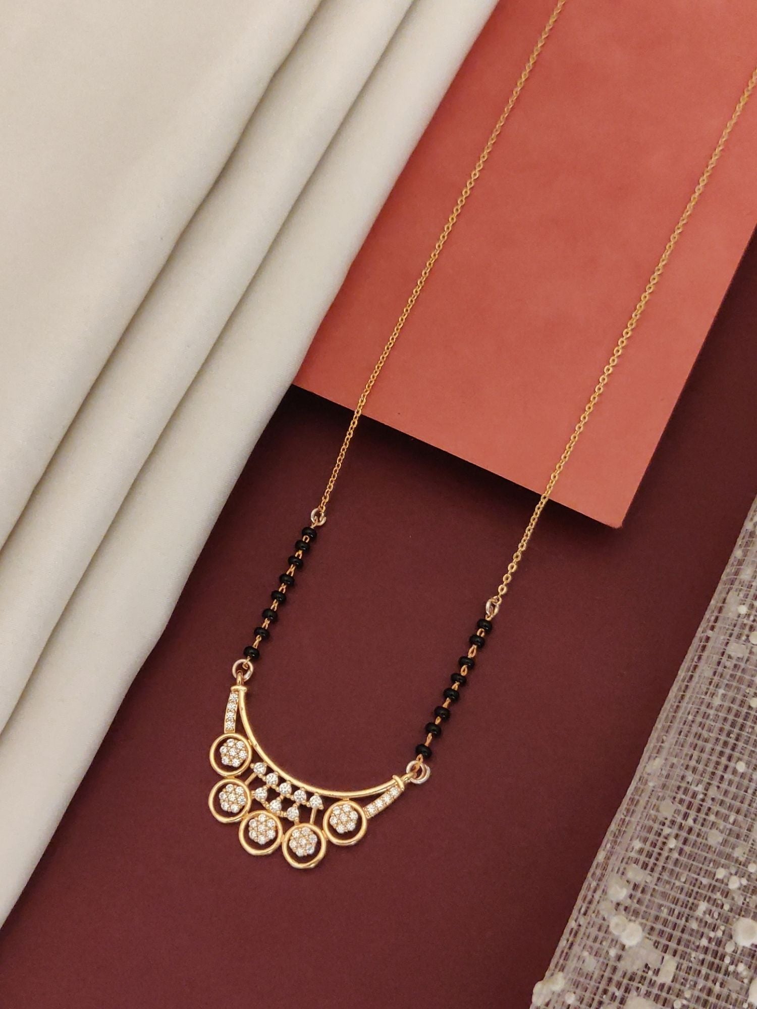 Abdesigns Rose Gold Plated Black Beads Mangalsutra with elegant design and stylish detailing