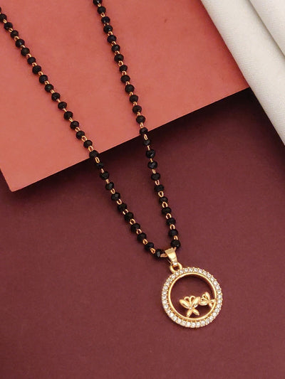 Abdesigns rosegold flower mangalsutra for women CZ