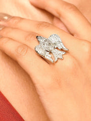 Abdesigns Jewellery Silver plated American Diamond Cz Bird Ring