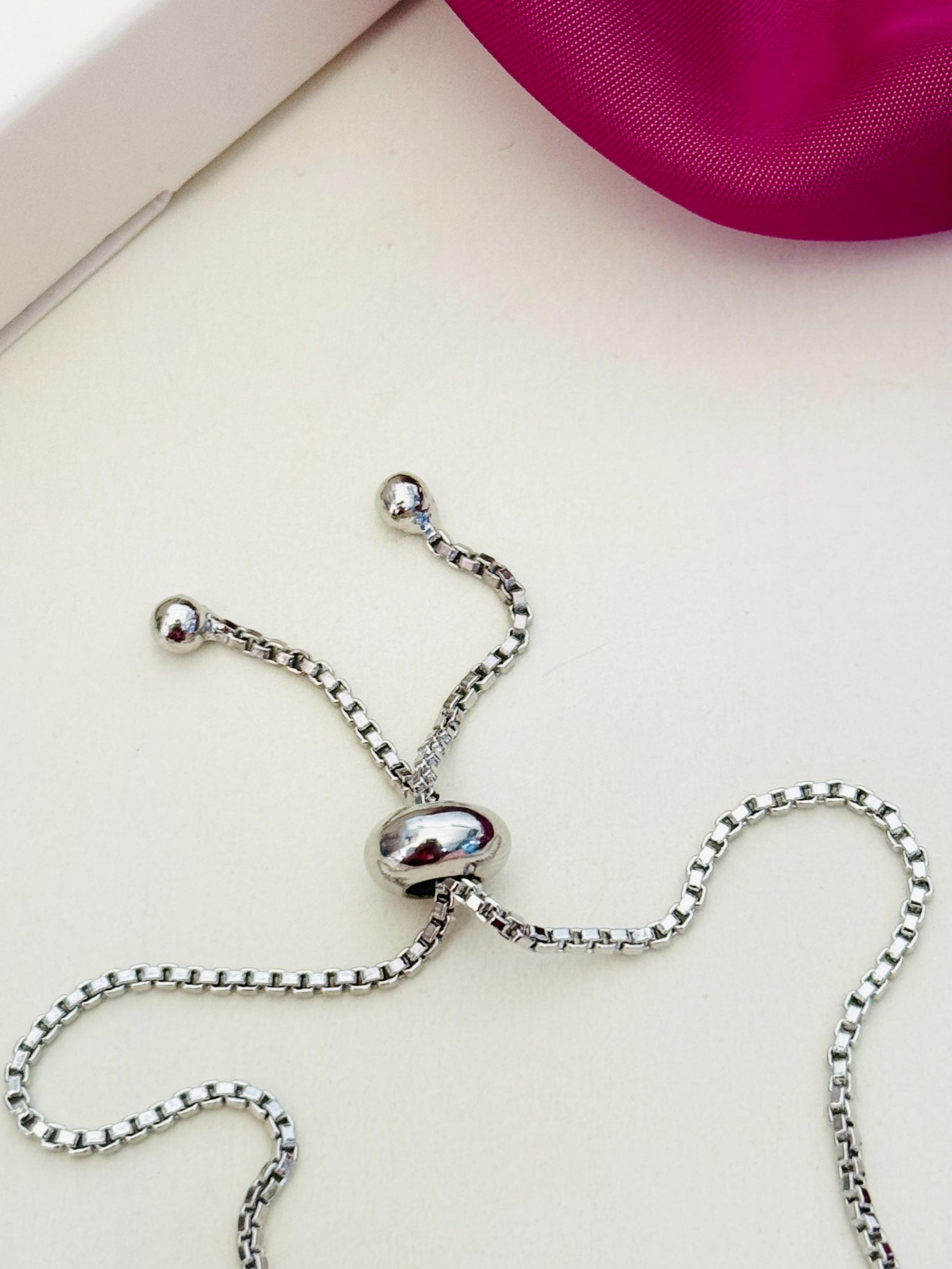 Silver Plated American Diamond Bracelet with adjustable sliding clasp by Abdesignsjewellery