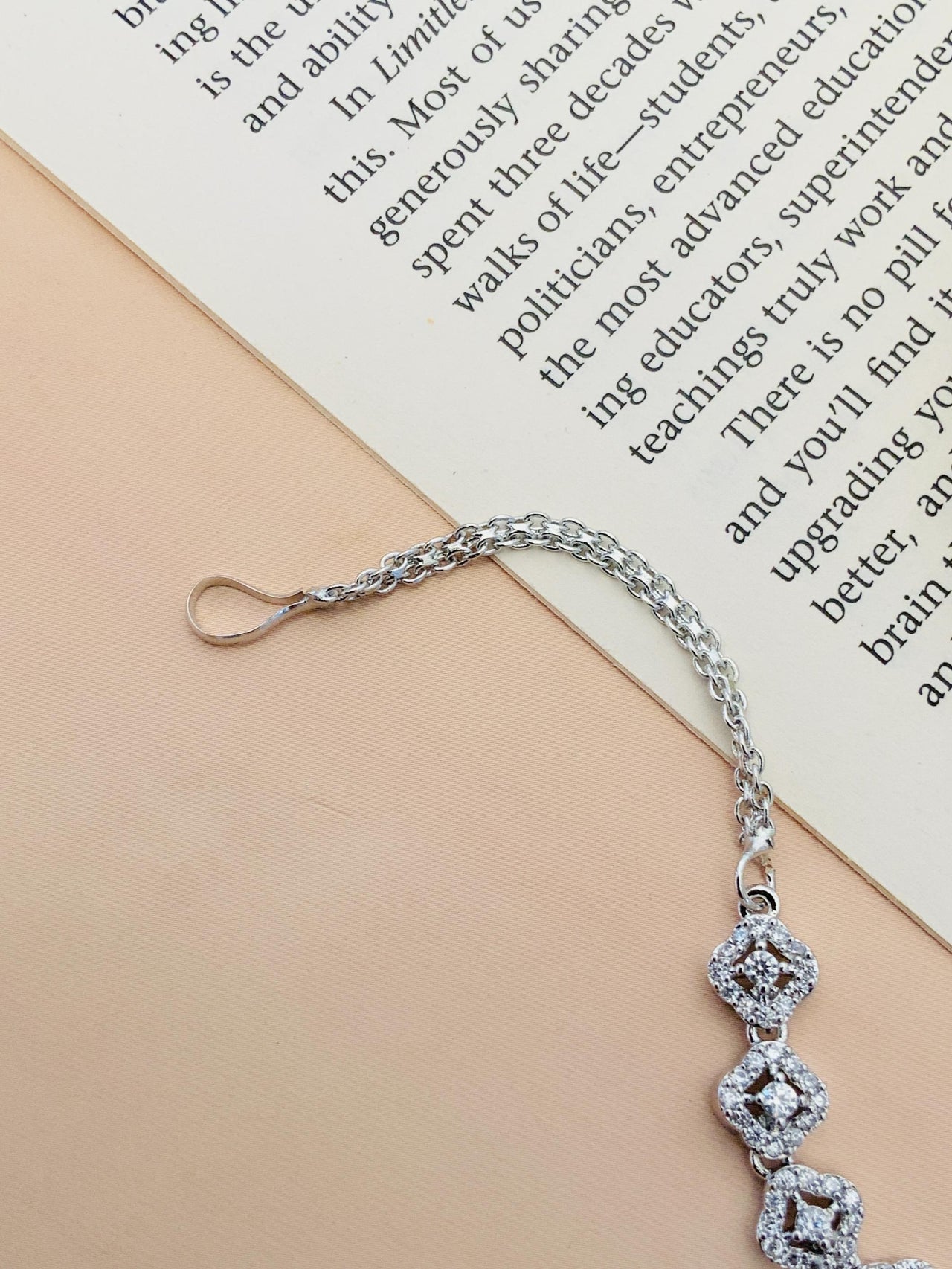Silver Plated American Diamond Maangtikka with intricate square design and chain by Abdesignsjewellery