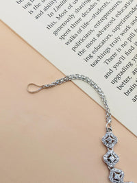 Thumbnail for Silver Plated American Diamond Maangtikka with intricate square design and chain by Abdesignsjewellery