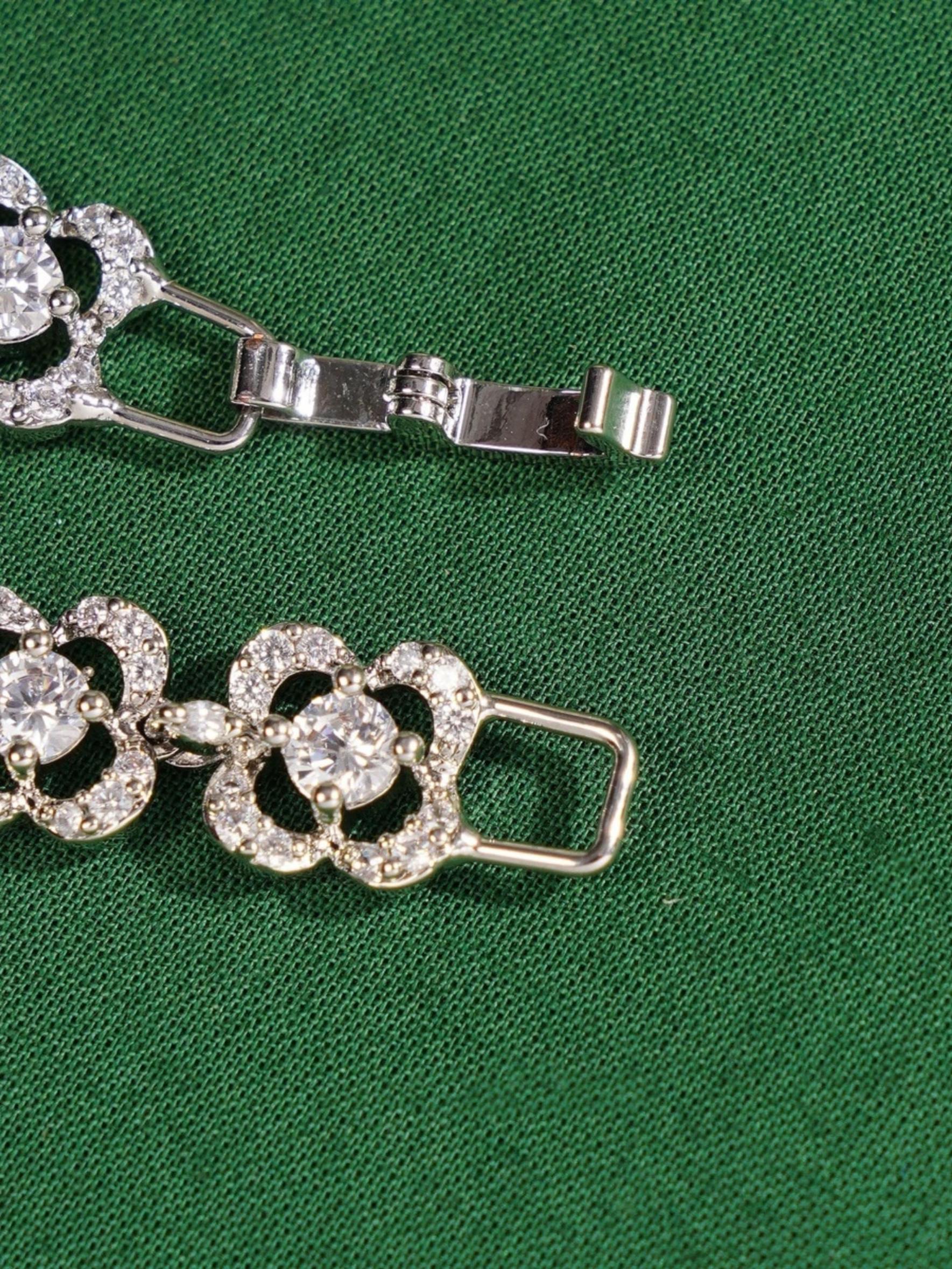 Silver Stunning Diamond Cz Bracelet by Abdesignsjewellery featuring floral design with sparkling cubic zirconia stones