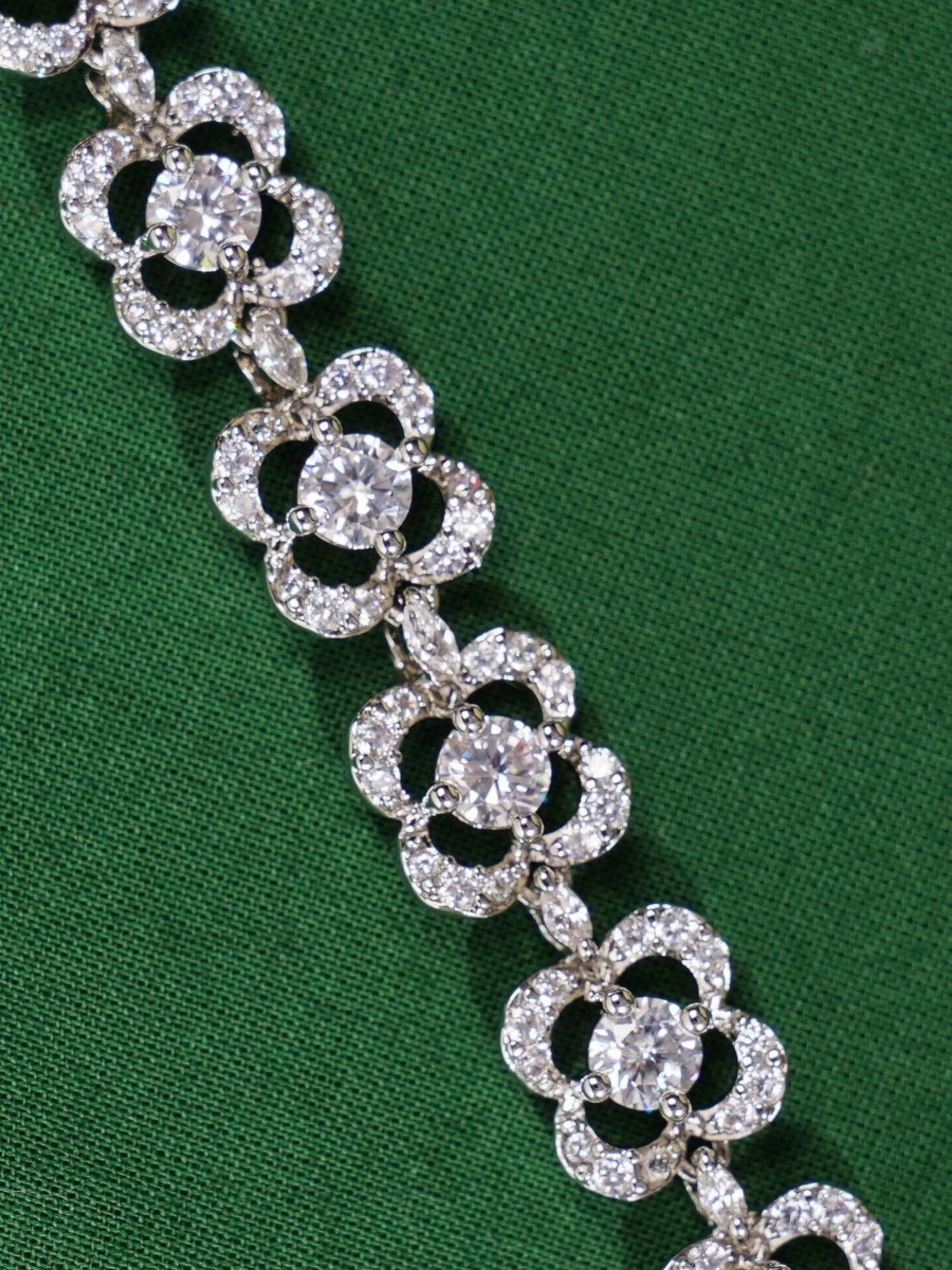 Silver Stunning Diamond Cz Bracelet by Abdesignsjewellery with intricate floral design and sparkling stones