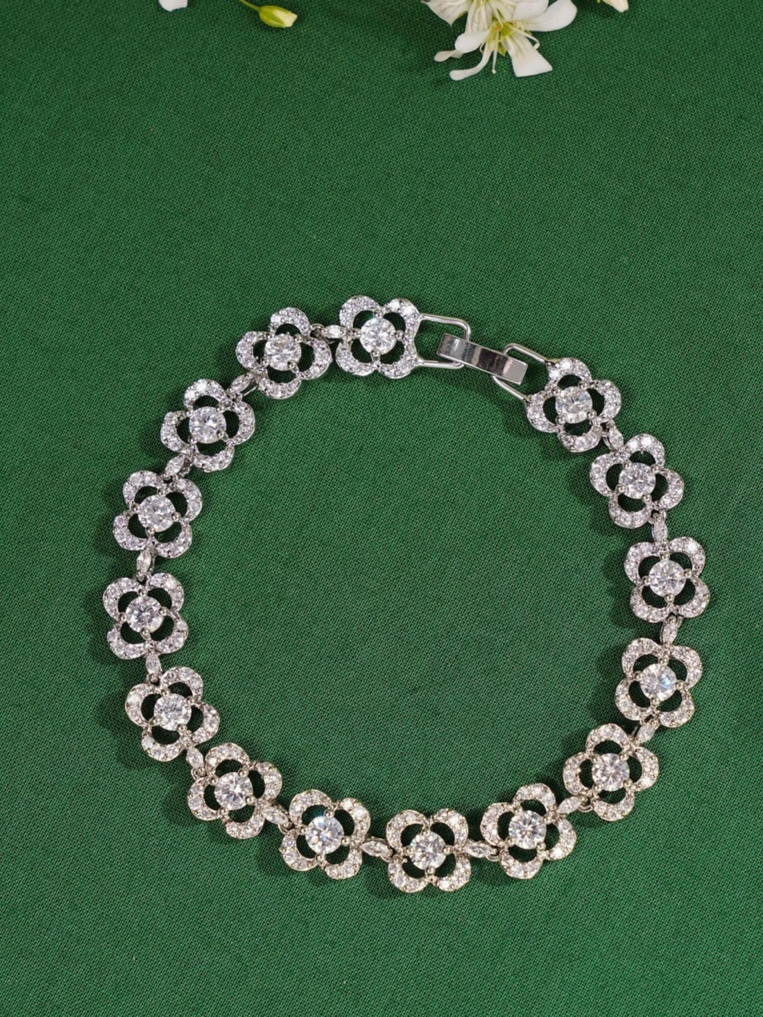 Silver Stunning Diamond Cz Bracelet by Abdesignsjewellery on wrist featuring intricate floral design