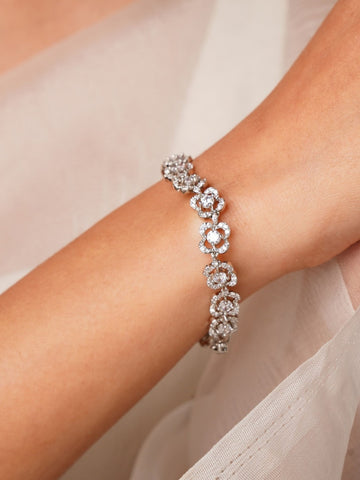 Silver Stunning Diamond Cz Bracelet by Abdesignsjewellery on wrist featuring intricate floral design