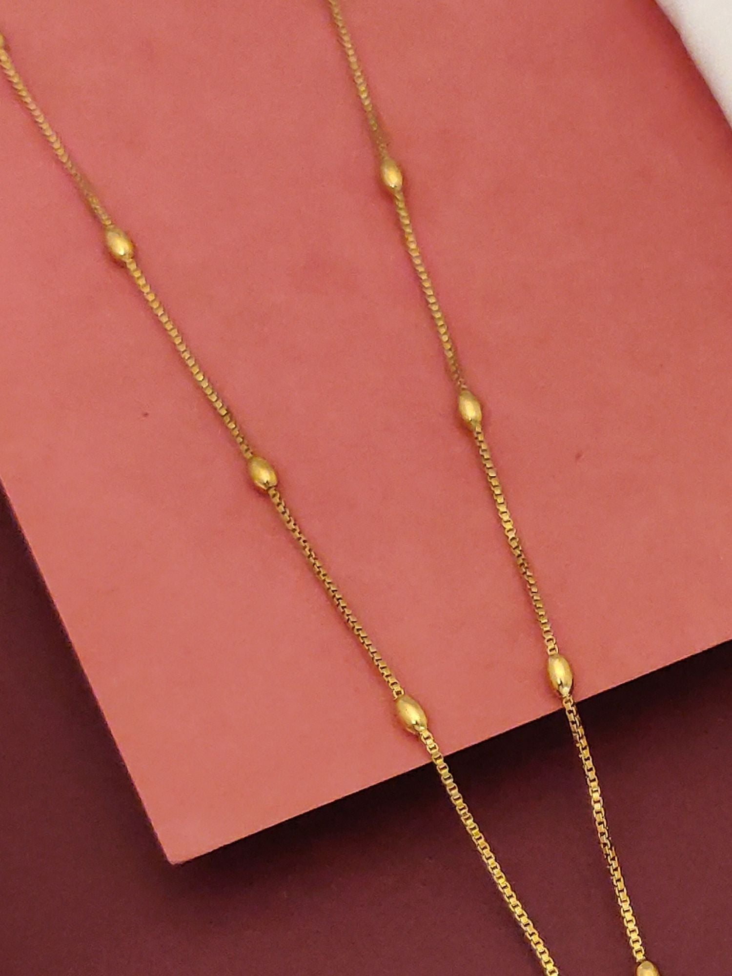 Simple Gold Plated Pachi Kundan Peacock Necklace Set long delicate gold chain with bead accents