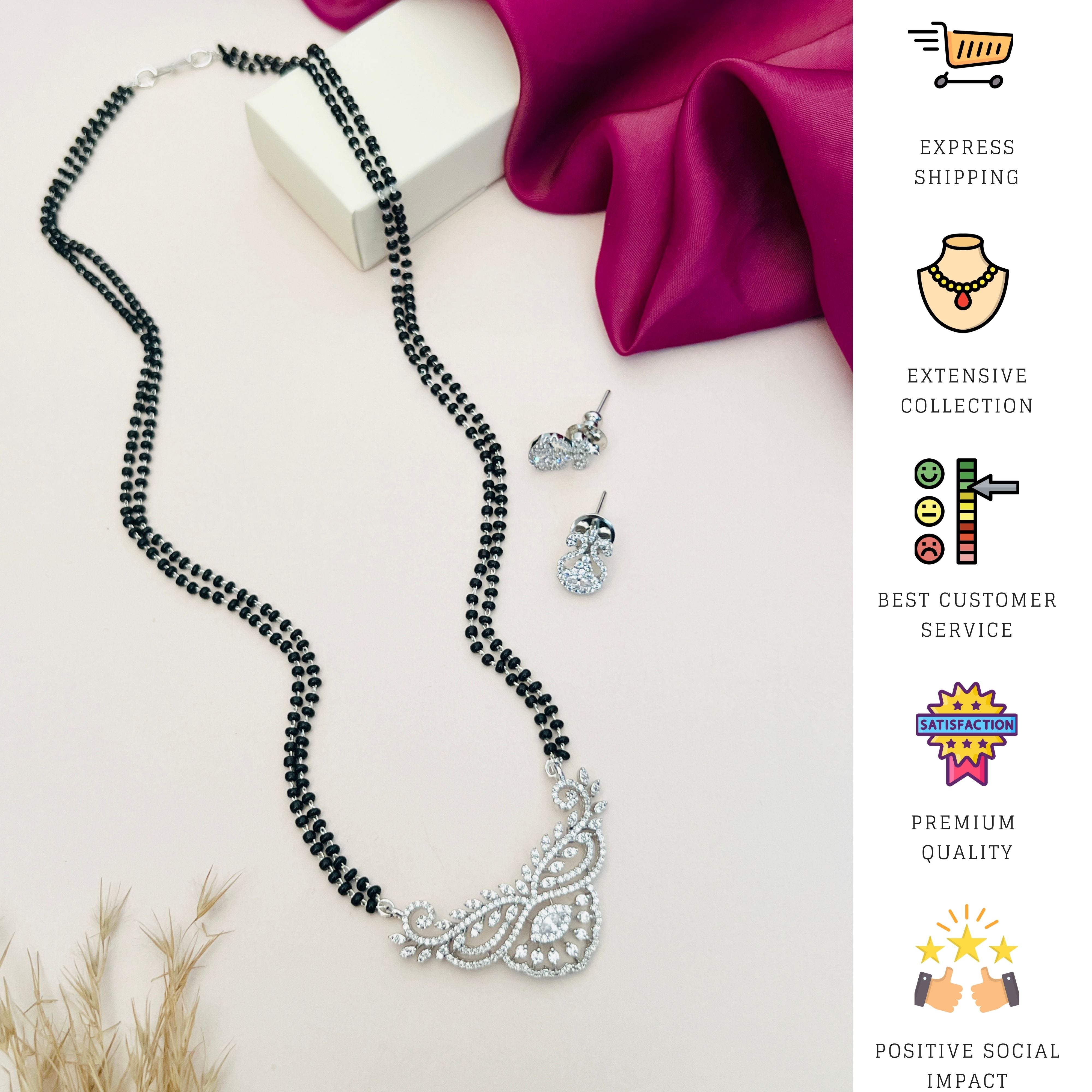 American Diamond Mangalsutra Set by Abdesignsjewellery with intricate pendant and matching earrings