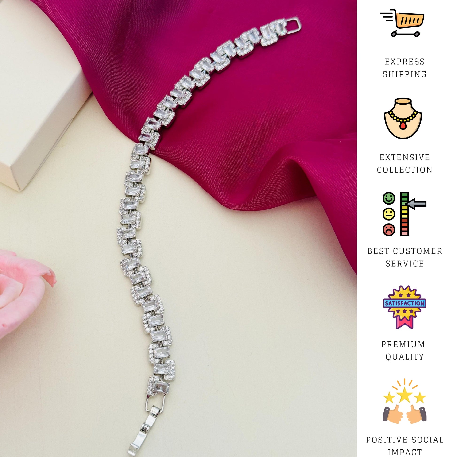 Beautiful High Quality Silver Bracelet by Abdesignsjewellery with sparkling geometric design