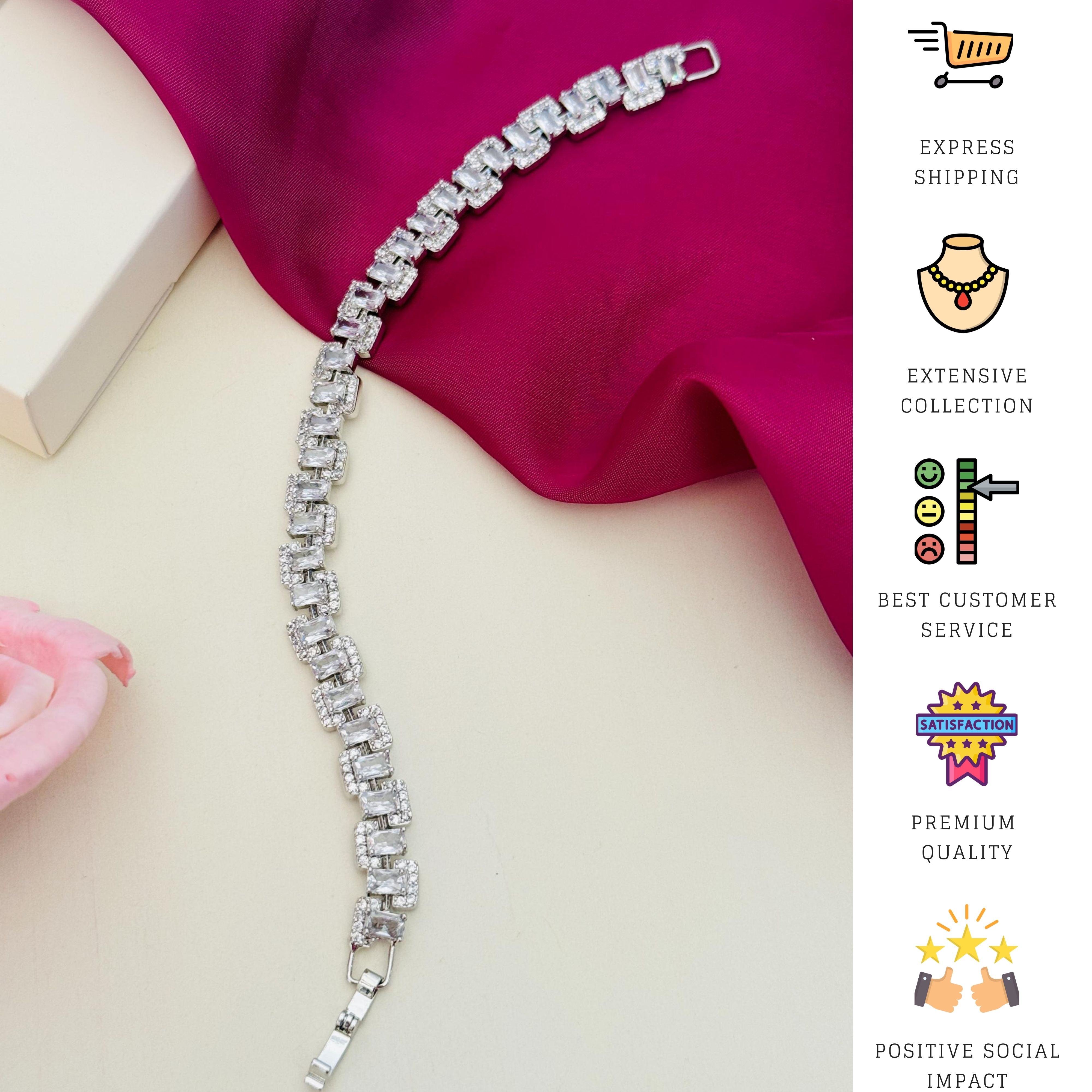 Beautiful High Quality Silver Bracelet by Abdesignsjewellery with sparkling geometric design