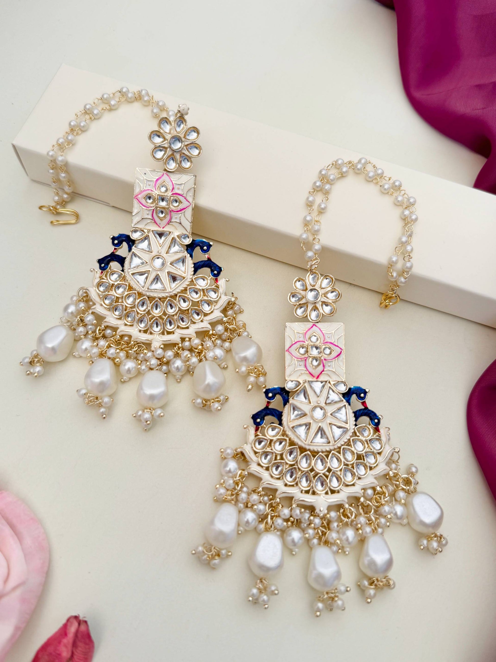 Abdesignsjewellery Chandbali Style Kundan Earring with intricate pearl and stone detailing