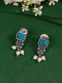 Thumbnail for Abdesignsjewellery German Silver Multicolour Floral Necklace Set with blue stones and pearl accents
