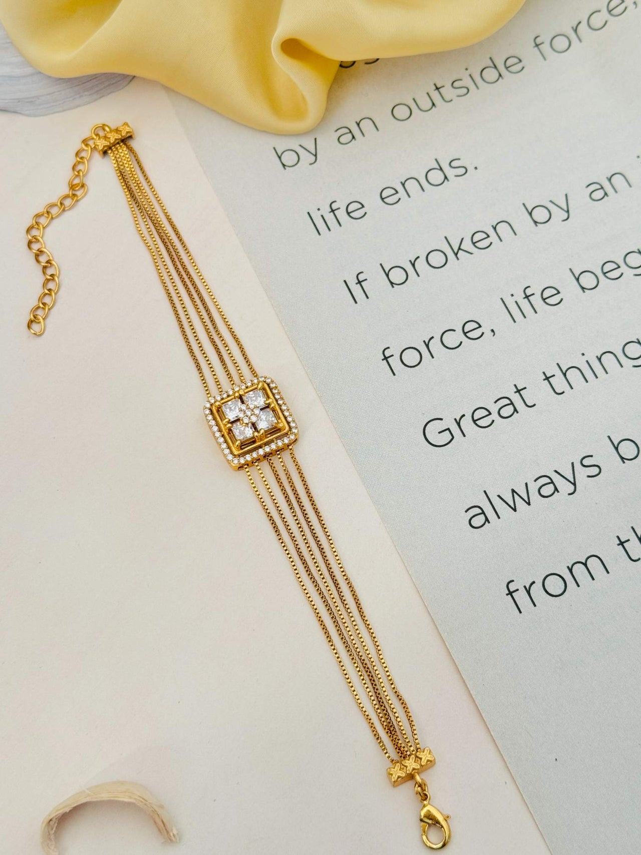 Hand Baslat Design Gold Plated American Diamond Hand Bracelet by Abdesignsjewellery with ...
