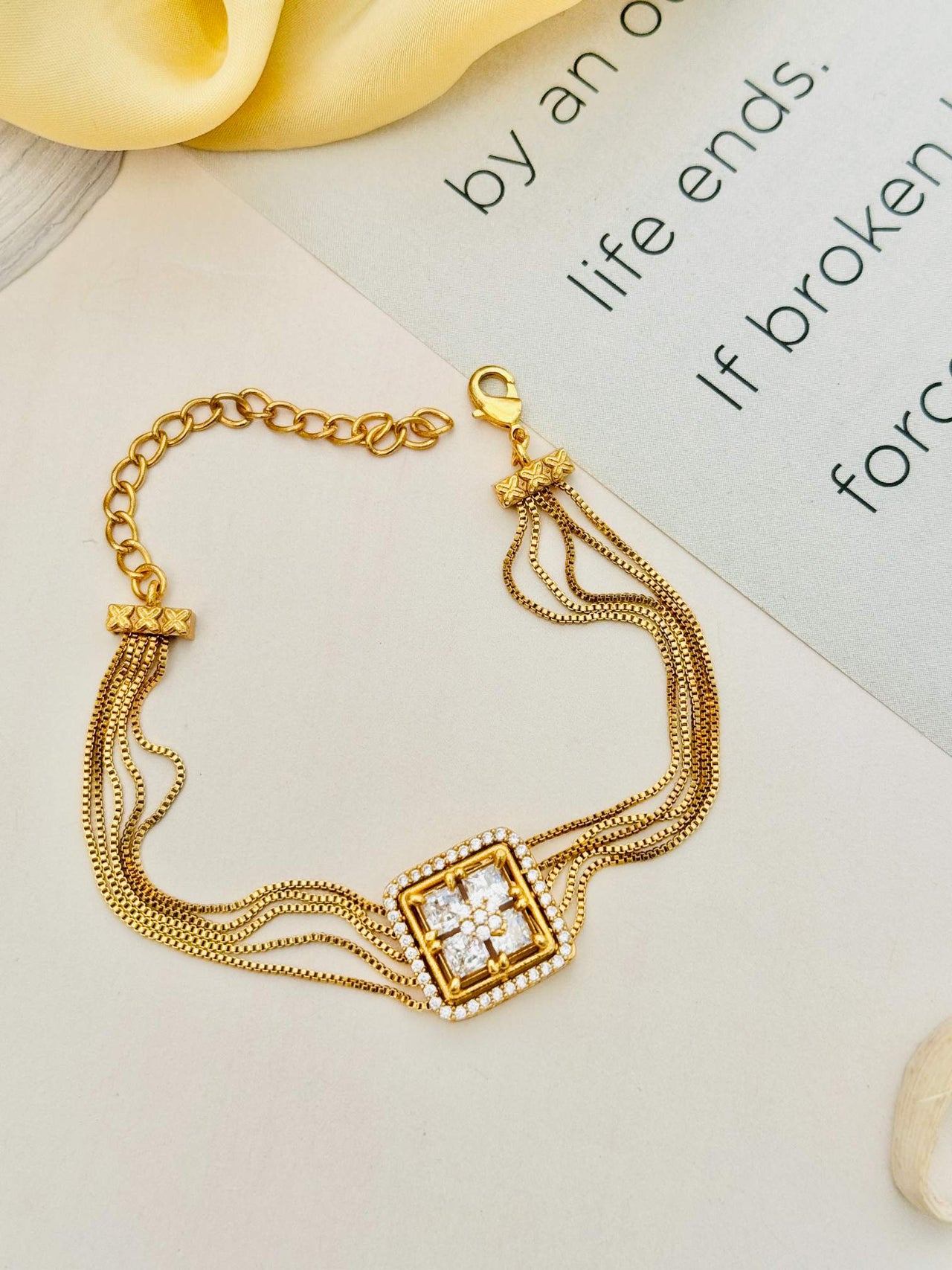 Hand Baslat Design Gold Plated American Diamond Hand Bracelet by Abdesignsjewellery with ...