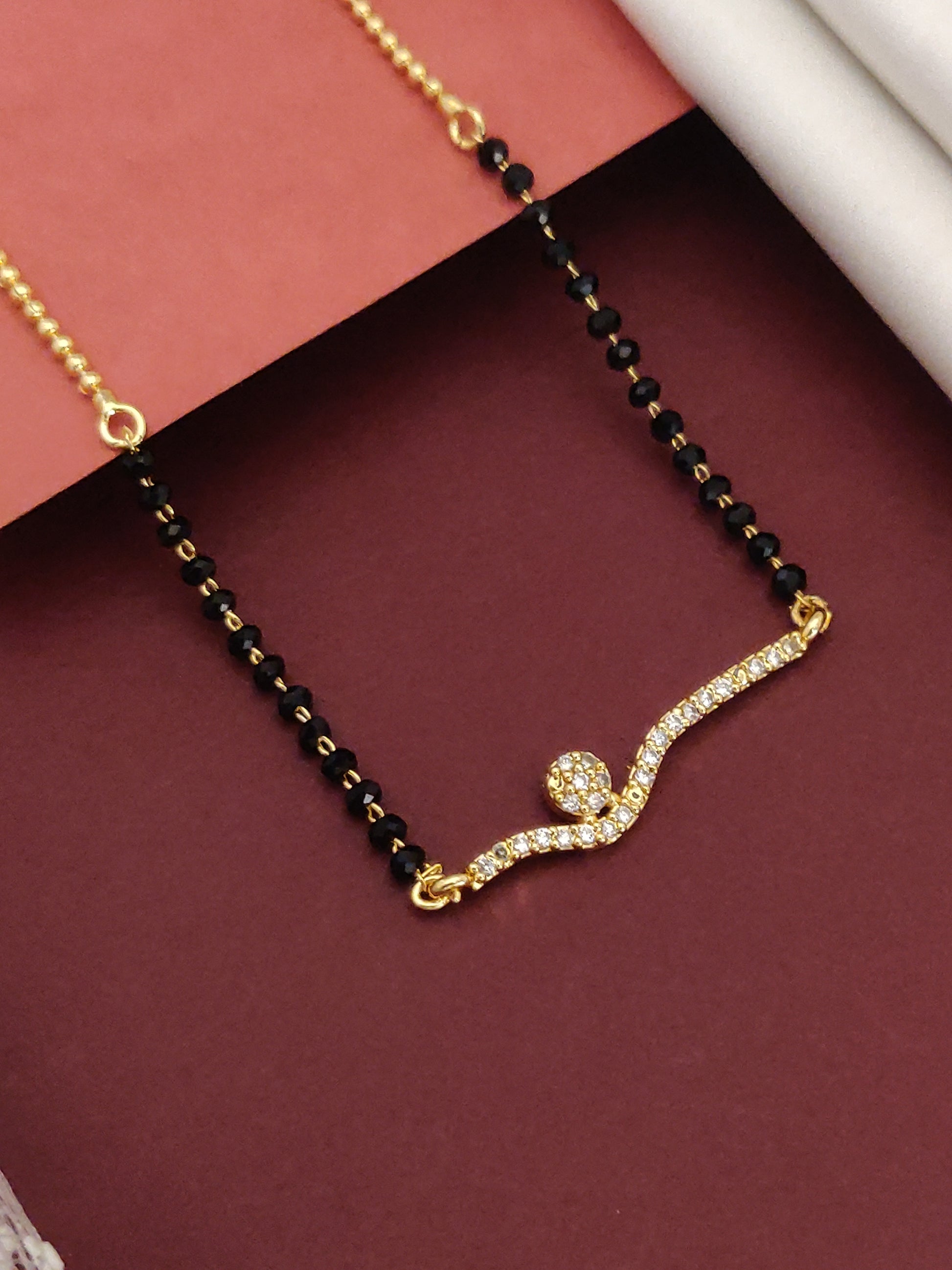 Gold Plated American Diamond Mangalsutra with Elegant Design and Sparkling Accents