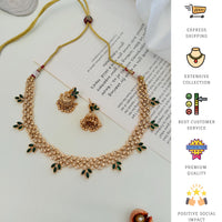 Thumbnail for Abdesignsjewellery Gold Plated Matt Finish Necklace Set with intricate design and matching earrings