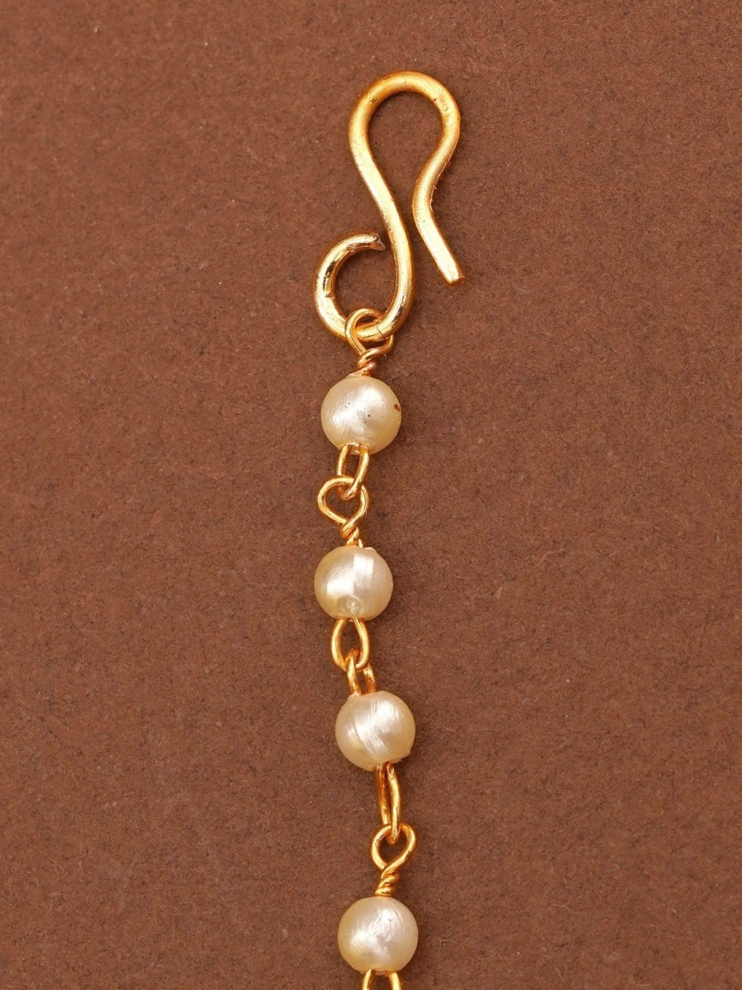 Gold Plated Paachi Kundan Maangtikka with delicate pearl beads from Abdesignsjewellery