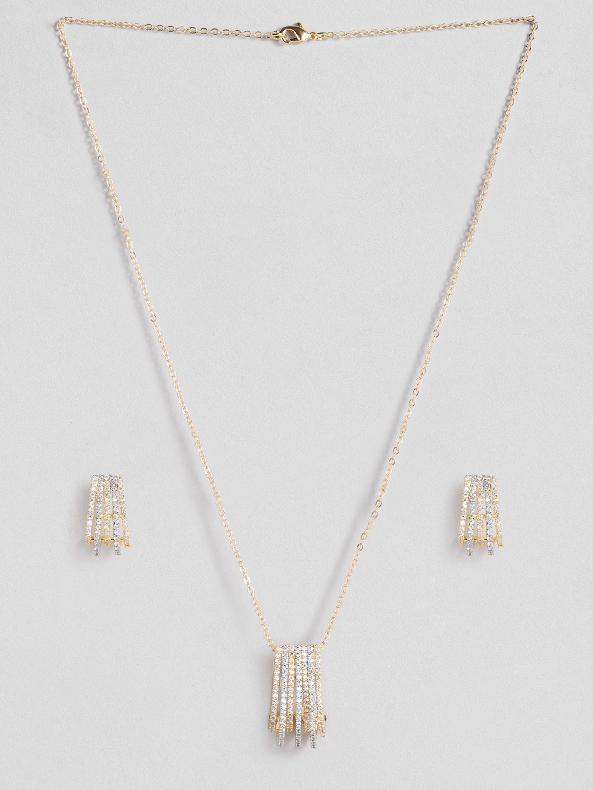 Abdesignsjewellery Gold Plated Pendant Chain Set with matching gold and crystal earrings