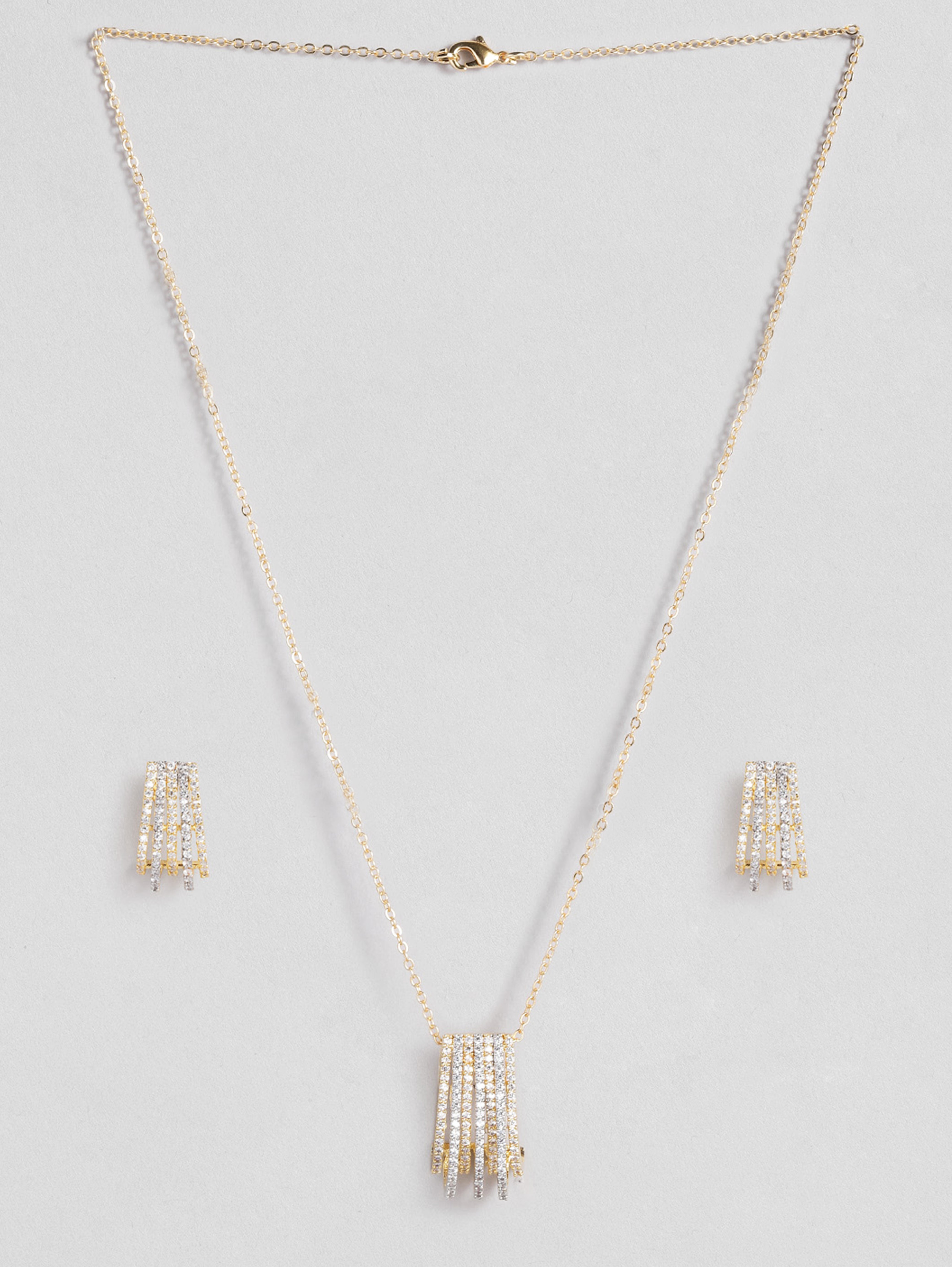 Abdesignsjewellery Gold Plated Pendant Chain Set with matching gold and crystal earrings
