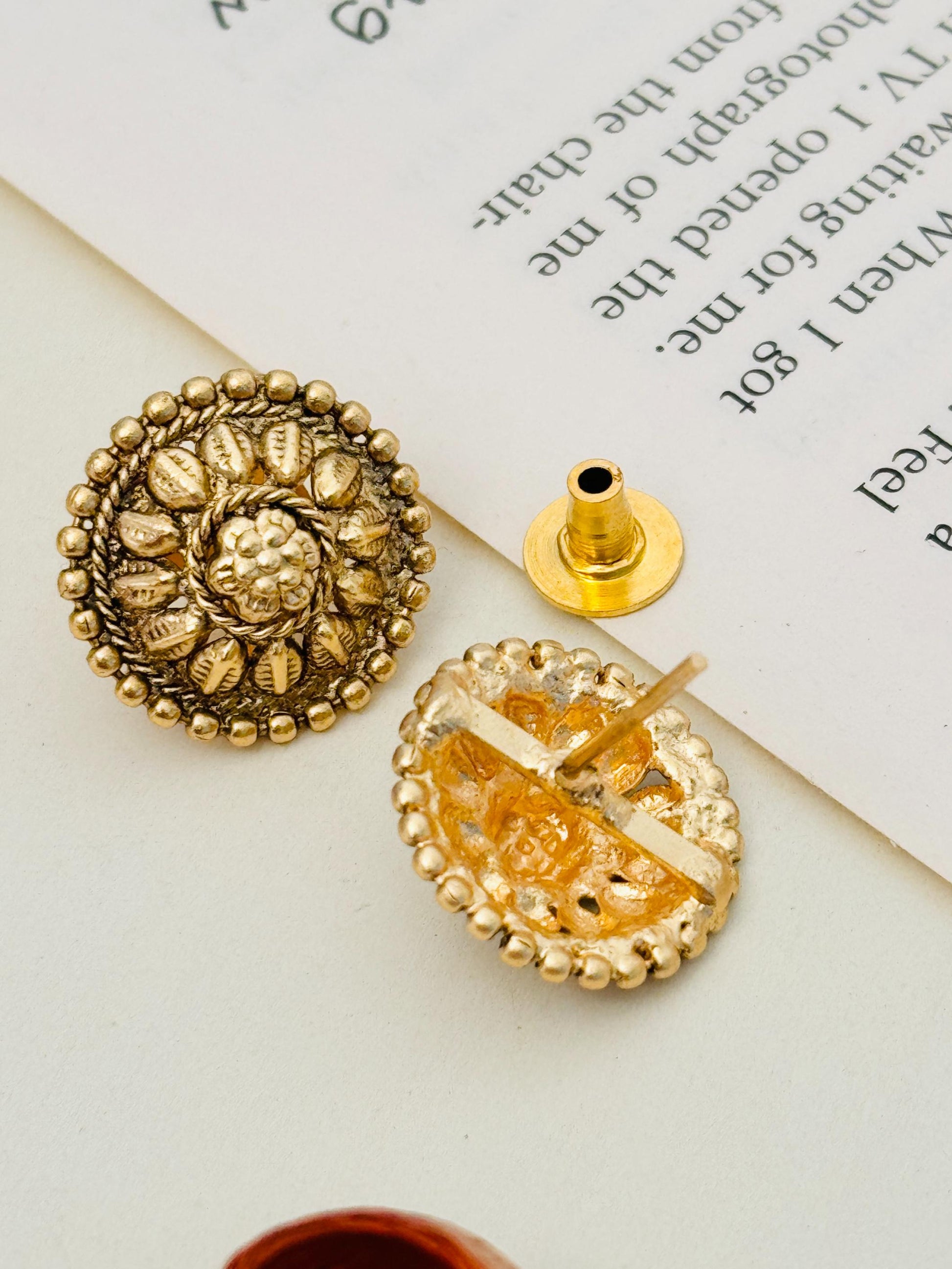 Golden Plated Matt Finish Necklace Set with intricate traditional design by Abdesignsjewellery
