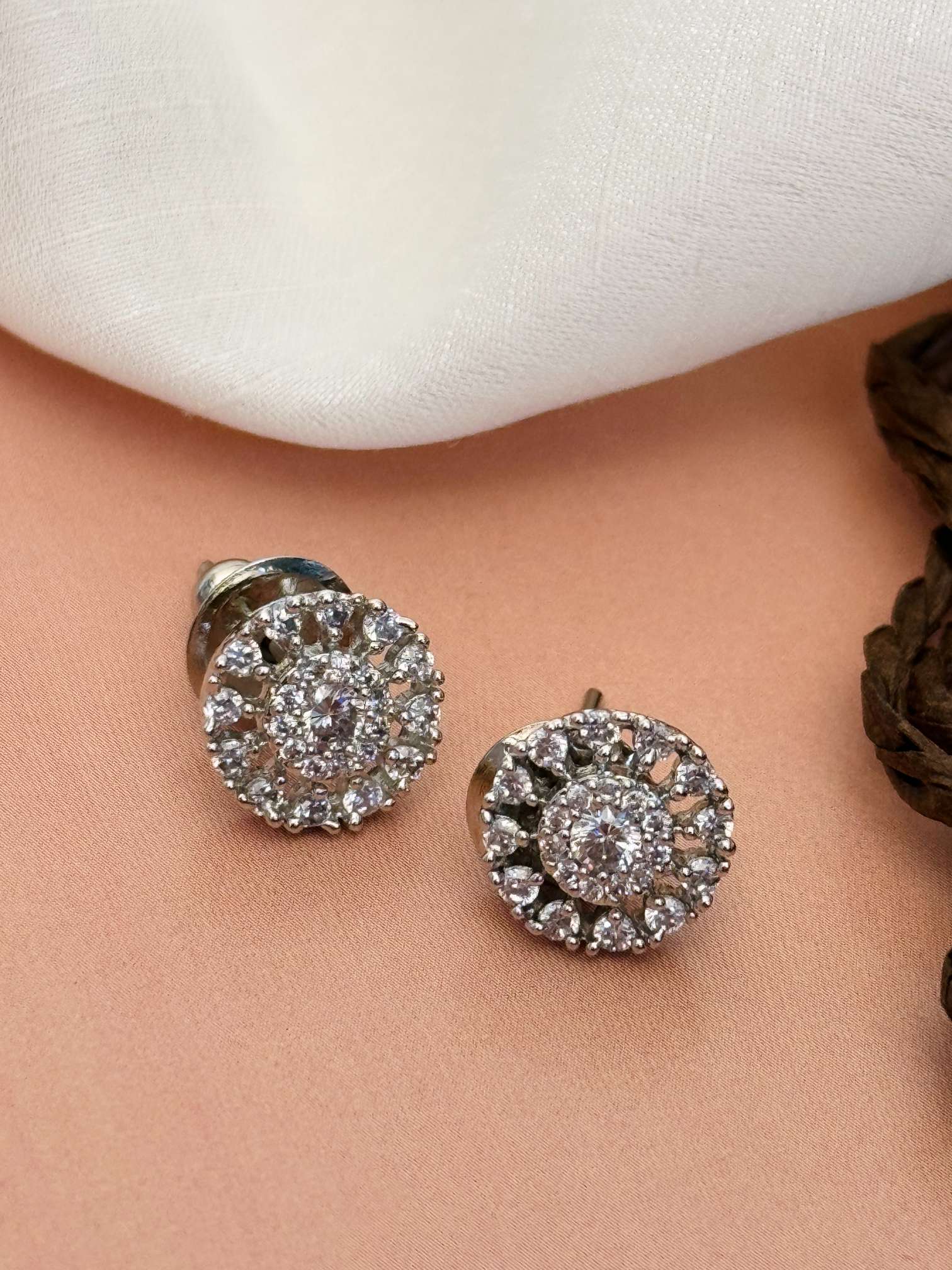 Abdesignsjewellery American Diamond Mangalsutra Set stud earrings with sparkling round stones