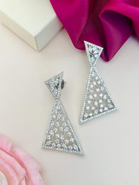 Thumbnail for Abdesignsjewellery American Diamond Party Earrings with elegant triangular design and sparkling stones