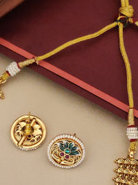 Thumbnail for Antique Gold Plated Necklace Set with intricate design and colorful embellishments, perfect for special occasions
