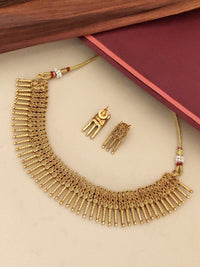 Thumbnail for Abdesignsjewellery Antique Gold Plated Necklace Set with intricate design and matching earrings