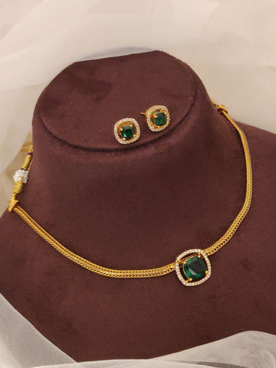 Abdesigns Artificial Emerald Green Diamond Jewelry Set for Women
