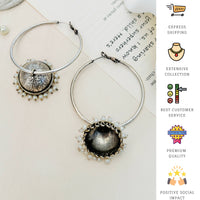 Thumbnail for Beautiful German Silver Plated Jhumka Earring with intricate design and pearl accents by Abdesignsjewellery