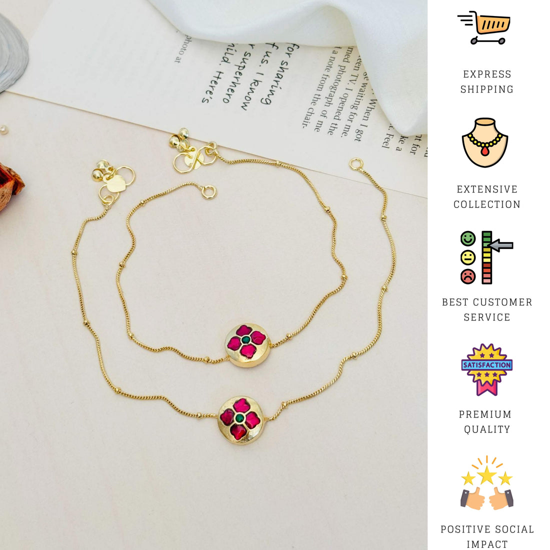 Beautiful Gold Plated Pachi Kundan Anklets by Abdesignsjewellery on feet with traditional attire