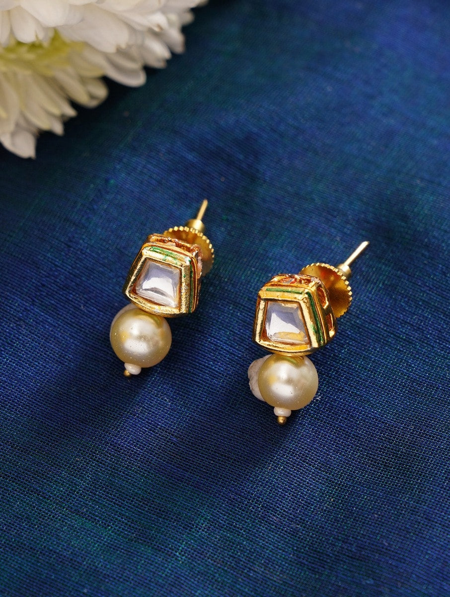 Beautiful Parrot Pearl Kundan Necklace earrings with gold plating and pearl drops by Abdesignsjewellery