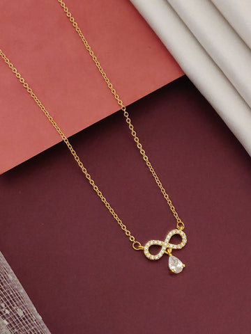 Elegant Abdesignsjewellery daily wear infinity necklace in gold with sparkling stone detail