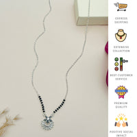 Thumbnail for Dazzling American Diamond Mangalsutra by Abdesignsjewellery with black beads and silver pendant