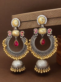 Thumbnail for Abdesignsjewellery Dual Tone Plated Chandbali Earring with intricate design and vibrant colors