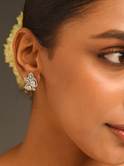 Abdesigns elegant designer floral studs - Silver