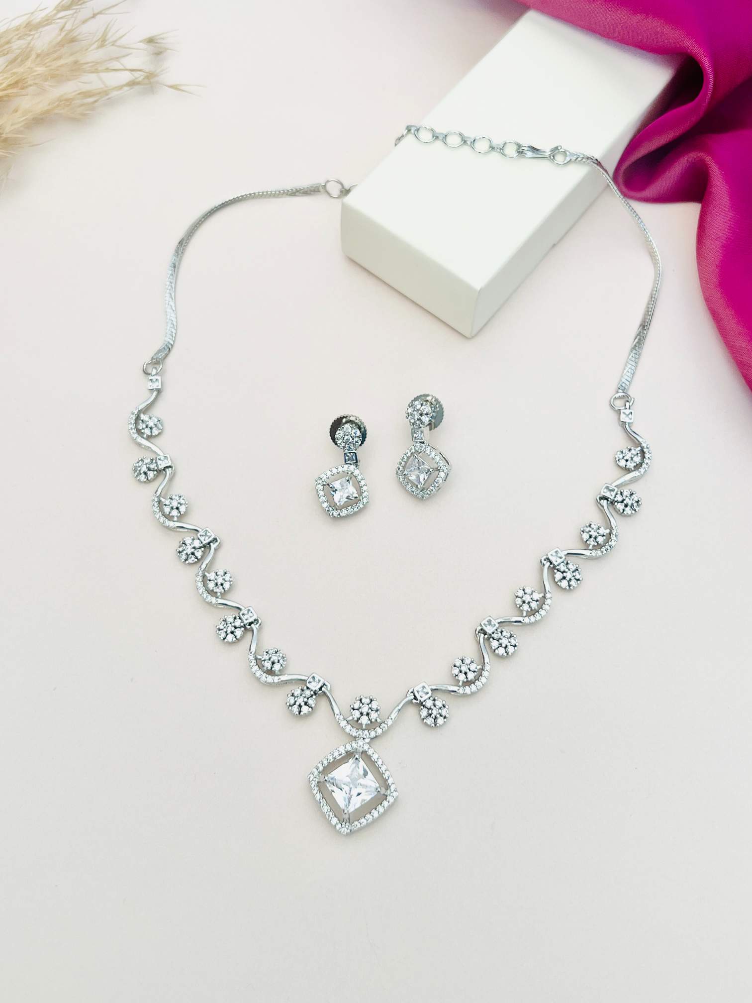 Elegant Necklace with Sparkling Stones and matching earrings set from Abdesignsjewellery