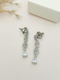 Thumbnail for Elegant Silver Plated American Diamond Necklace Set featuring sparkling drop earrings by Abdesignsjewellery