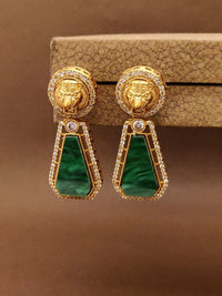 Thumbnail for Emerald Sabyasachi Earrings with intricate gold design and sparkling stones, perfect for special occasions