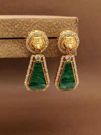 Thumbnail for Emerald Sabyasachi Earrings with Elegant Gold Setting and Diamond Accents