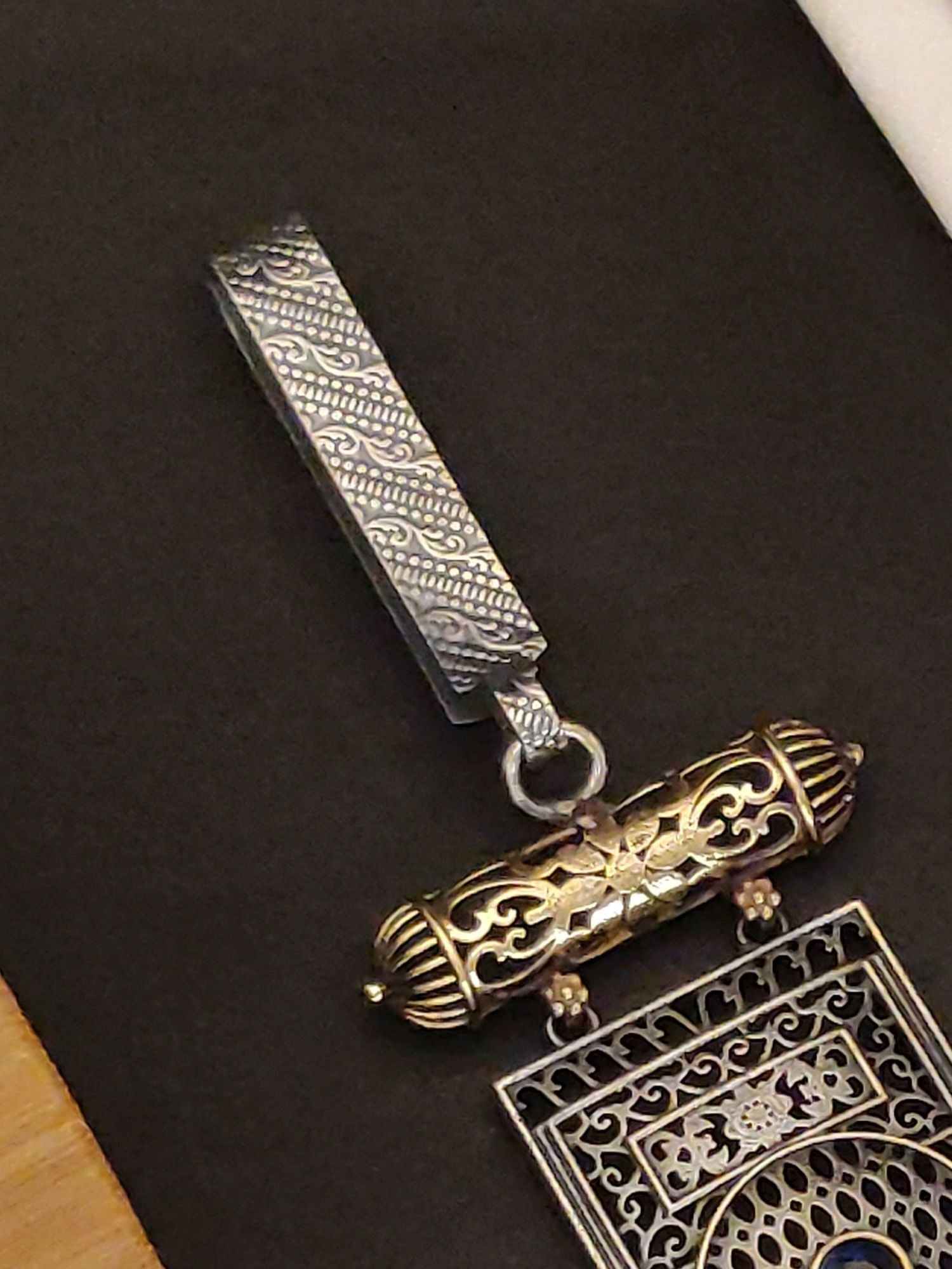 Intricate German Silver Plated Long Saree Juda Pin with Elegant Design and Detailed Work