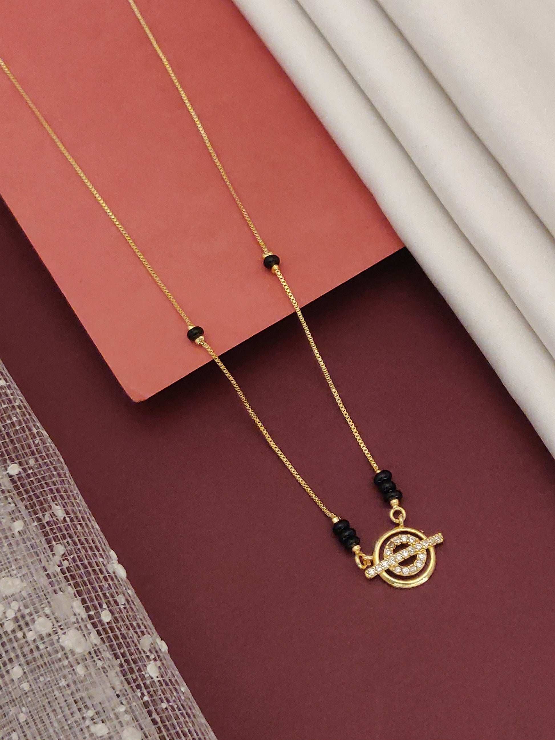 Gold Plated American Diamond Mangalsutra by Abdesignsjewellery with elegant design and black accents