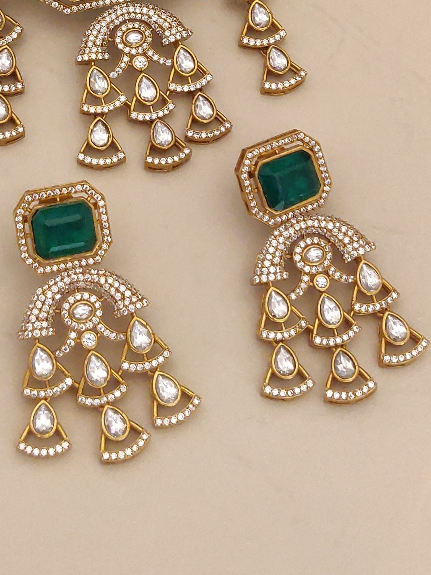 Gold Plated American Diamond Necklace featuring intricate designs and sparkling gemstones