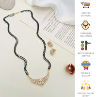 Thumbnail for Gold Plated American Diamond Wedding Mangalsutra Set with intricate pendant and matching earrings by Abdesignsjewellery