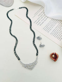Thumbnail for Gold Plated American Diamond Wedding Mangalsutra Set with black beads an earrings by Abdesignsjewellery