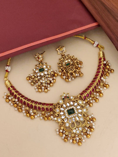 Abdesignsjewellery Kundan gold plated necklace set for women